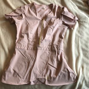 Pink scrub top and bottoms set